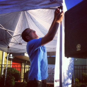 Setting up for a performance