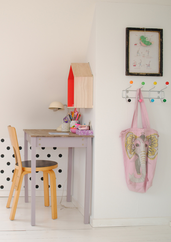 VINTAGE-DESK-WITH-HOUSE-SHELF-AND-DOTTY-WALL-FROM-PINTEREST